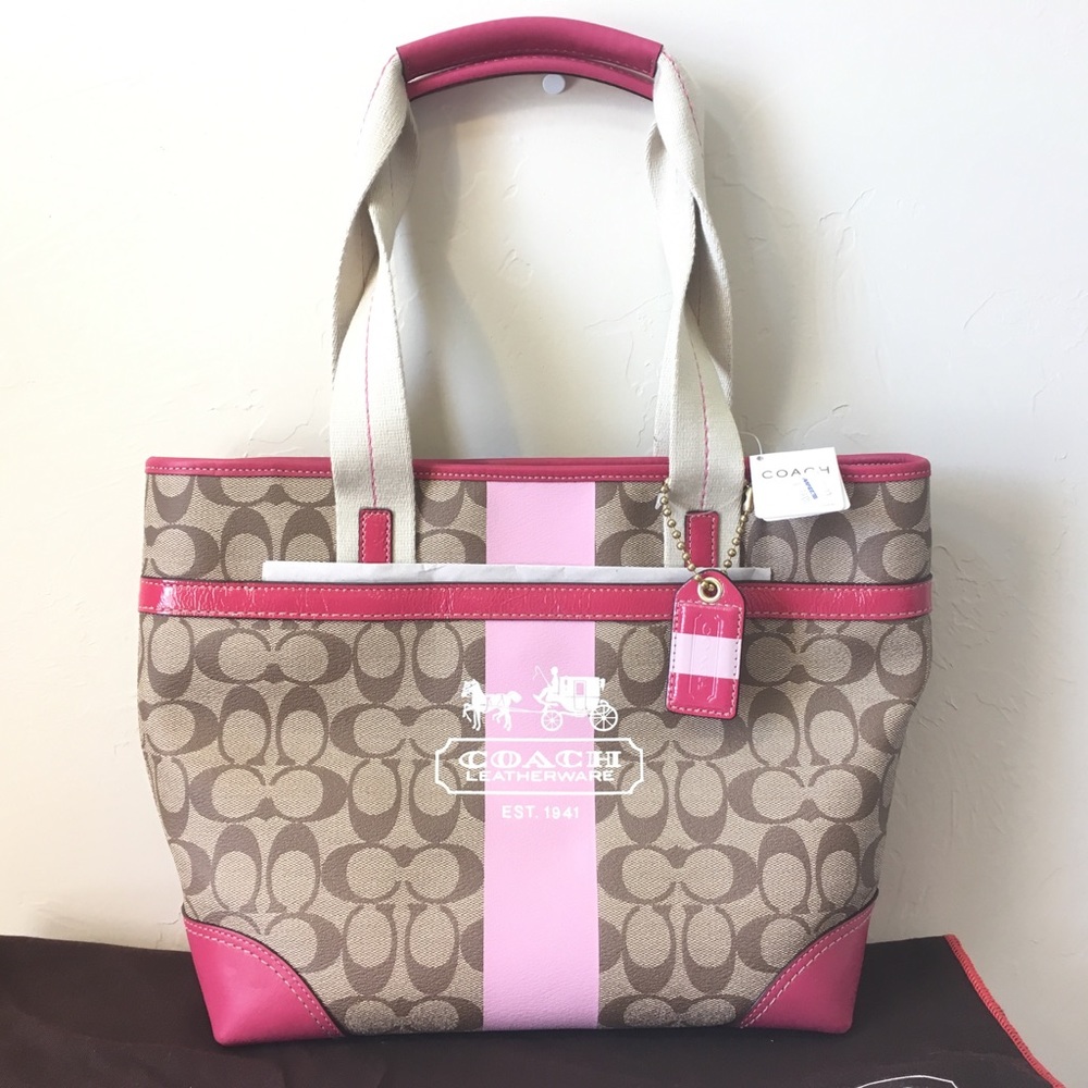 Coach Heritage stripe Tote 11350 NEW
